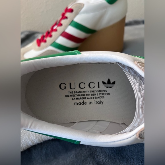 BRAND NEW Gucci X Adidas White Suede/Leather Gazelle Wedge Sneaker Size 41+ 11.5 - Picture 8 of 10